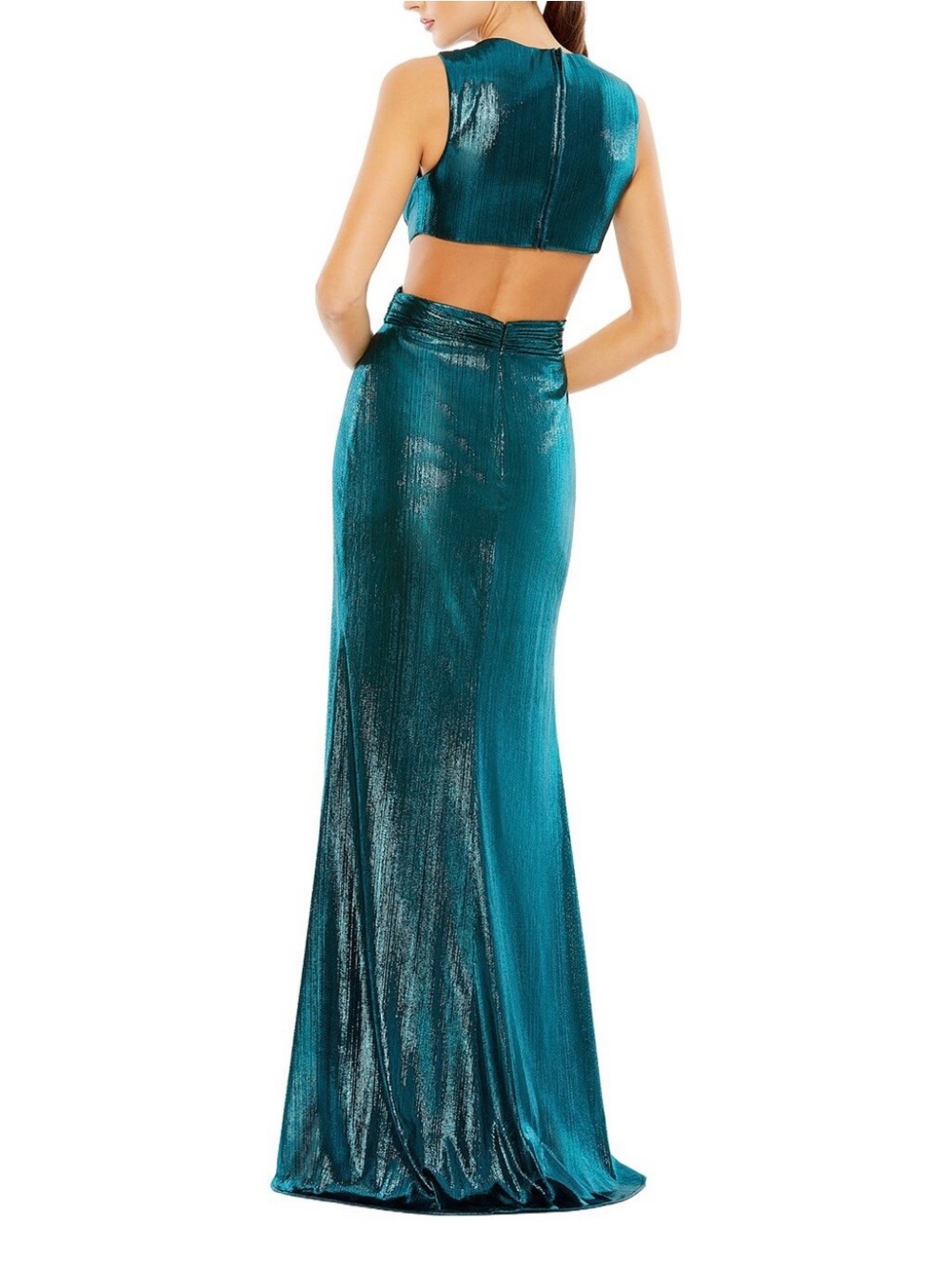 Mac Duggal Shimmering Teal Evening Dress - Picture 2 of 8